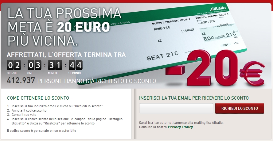Promo Alitalia - 20 Euro