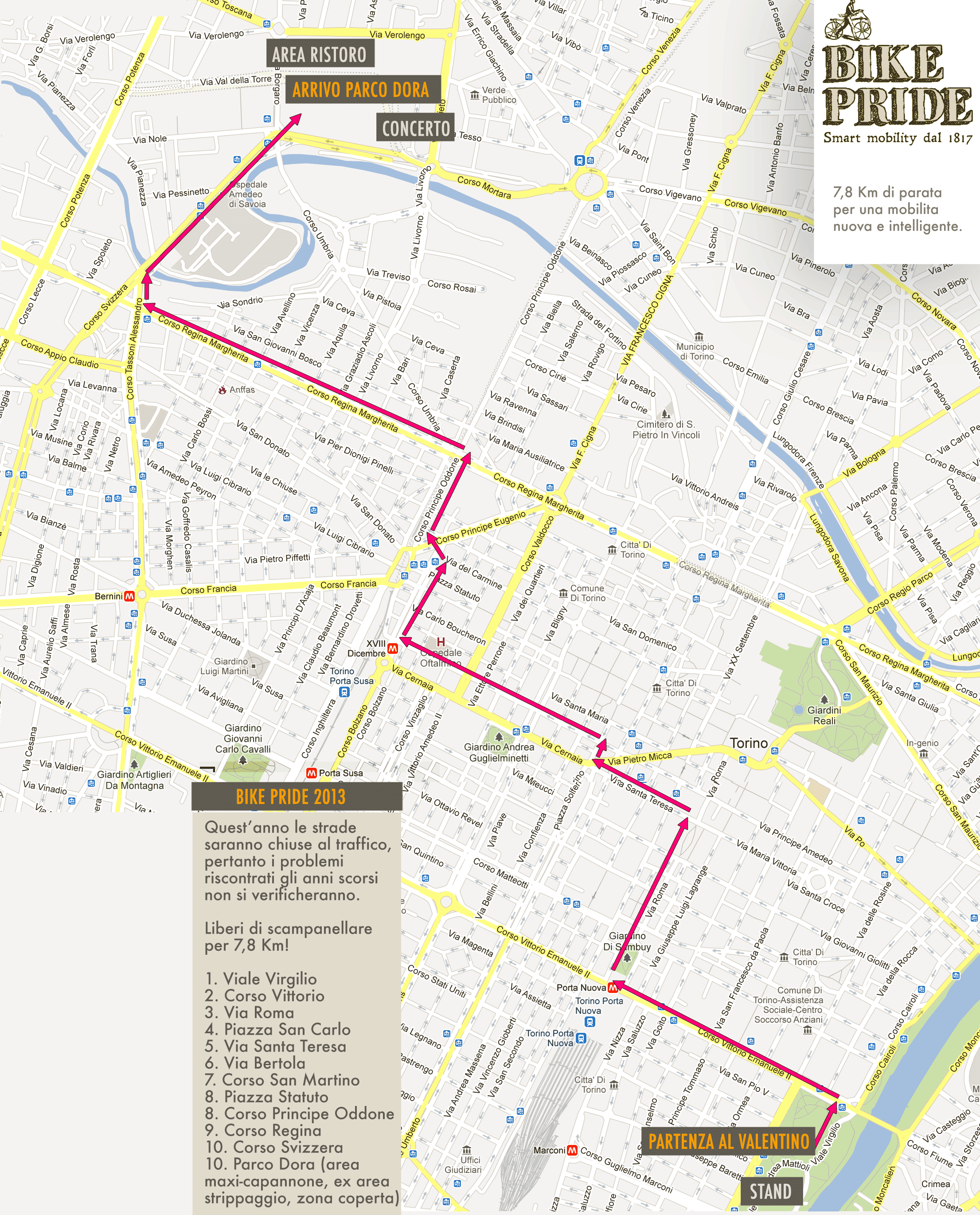 Mappa Percorso Bike Pride Torino 2013